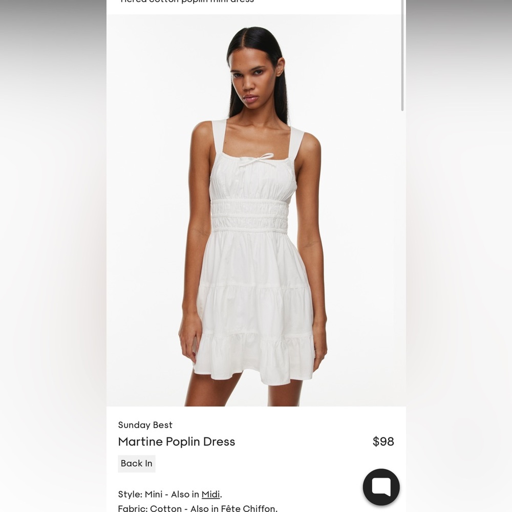 Sunday Best (Aritzia) Martine Poplin Dress White Size Large